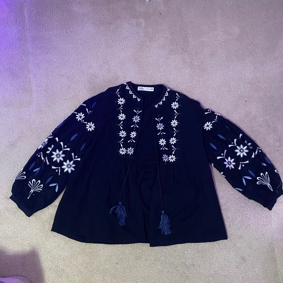 Zara Tops - Zara Embroidered Shirt